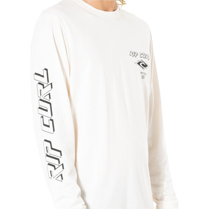 2024 Rip Curl Fade Out Icon Long Sleeve Tee 0BQMTE - Bone